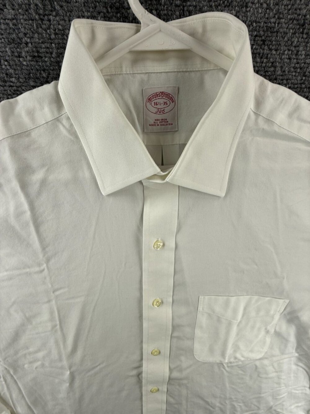 Brooks Brothers 16.5 35 Non-Iron Cotton White Long Sleeve Shirt Pocket Solid Men